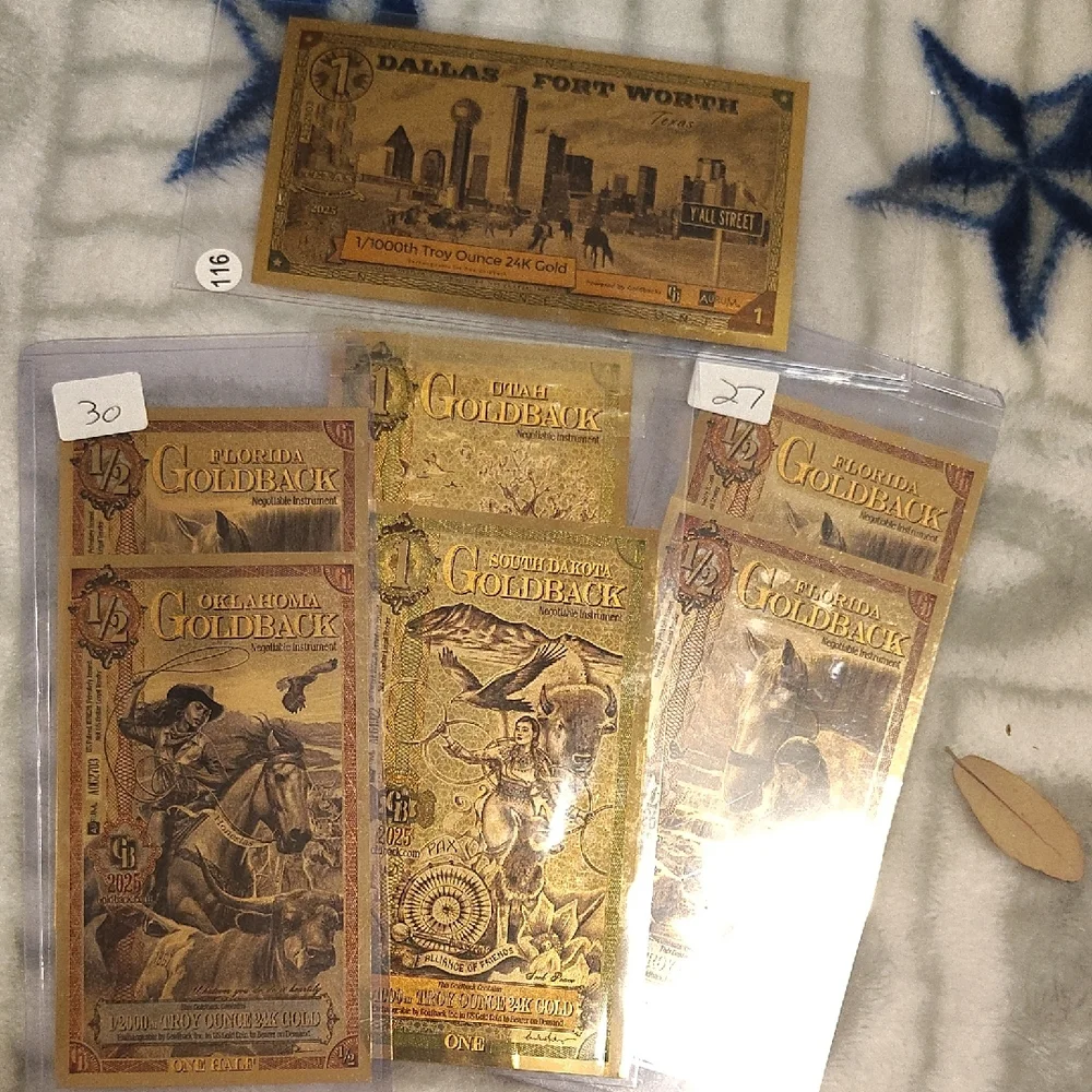 Goldback Collectible Note Set - Metallic Gold Design - Picture 1 of 12
